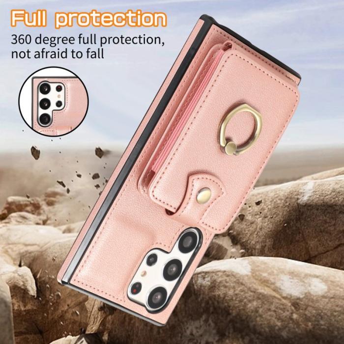 OEM - Mobilfodral för Samsung Galaxy S26 Ultra Ringhållare Konstläder Roséguld