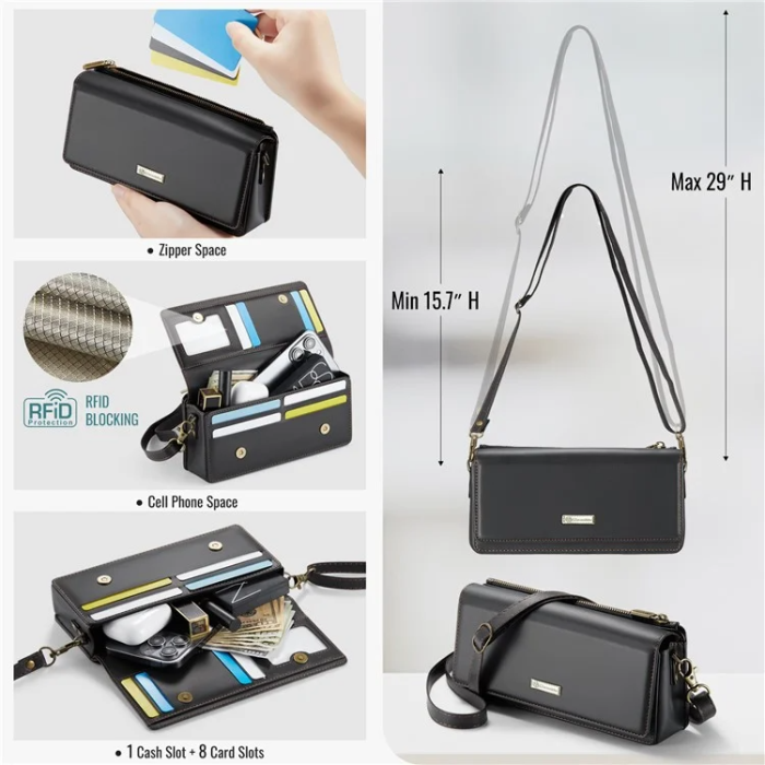 Caseme - CASEME Crossbody Väska RFID Blocking Me30 Max Läder - Svart