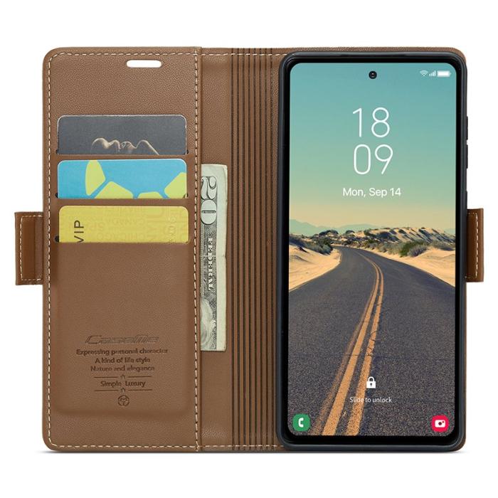 Caseme - CASEME Plånboksfodral Konstläder för Samsung Galaxy S23 FE - Brun