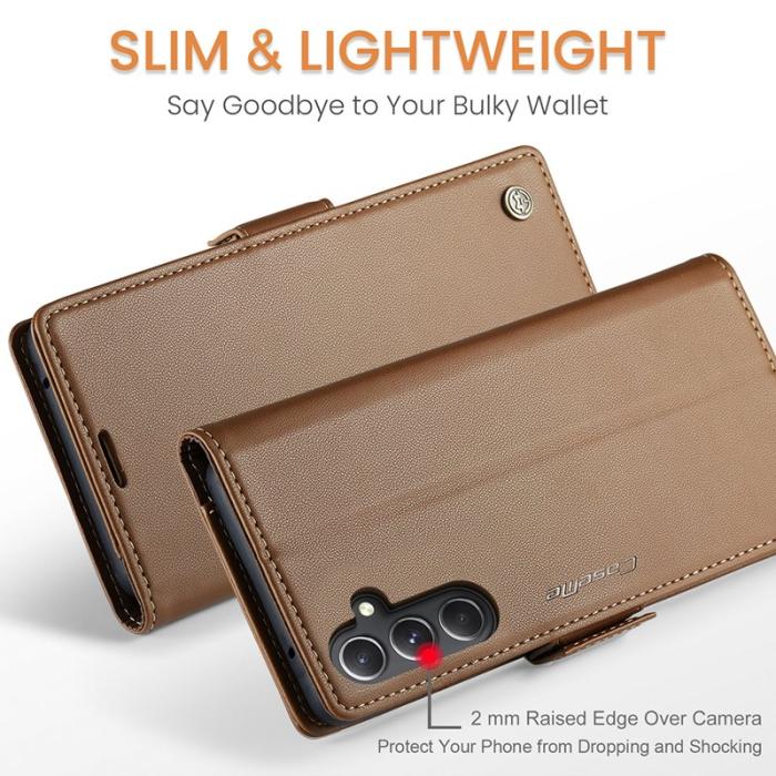 Caseme - CASEME Plånboksfodral Konstläder för Samsung Galaxy S23 FE - Brun