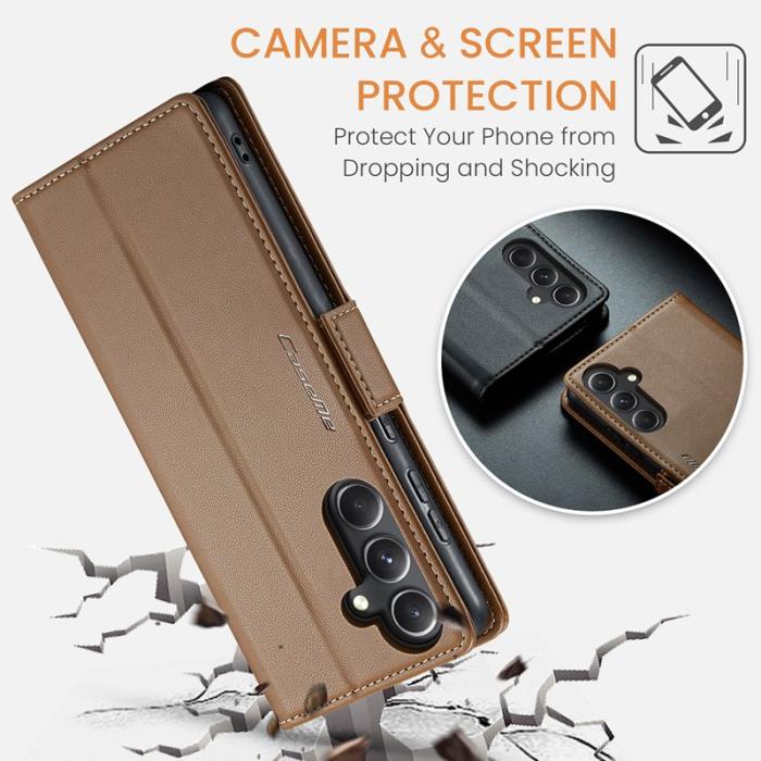 Caseme - CASEME Plånboksfodral Konstläder för Samsung Galaxy S23 FE - Brun