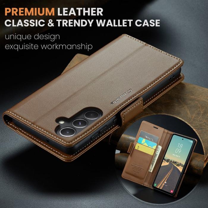 Caseme - CASEME Plånboksfodral Konstläder för Samsung Galaxy S23 FE - Brun