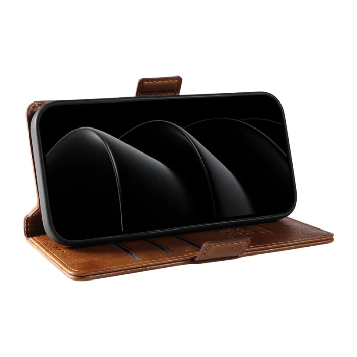 YIKATU - YIKATU iPhone 17 Pro Max Plånboksfodral Litchi Texture - Brun