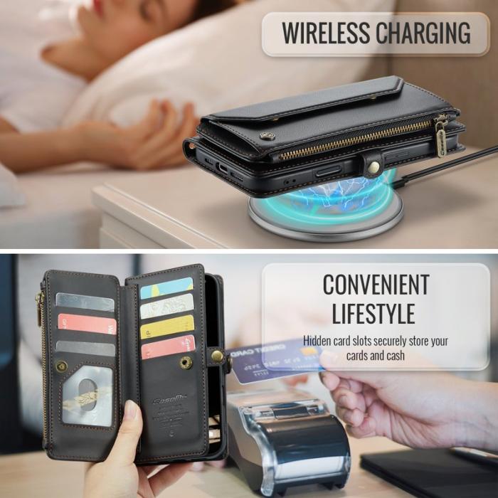 Caseme - CASEME Plånboksfodral Konstläder till iPhone Air - Svart med dragkedja