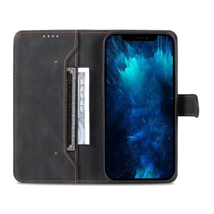 AZNS - AZNS iPhone 13 Pro Plånboksfodral i Konstläder - Skyddande - Svart