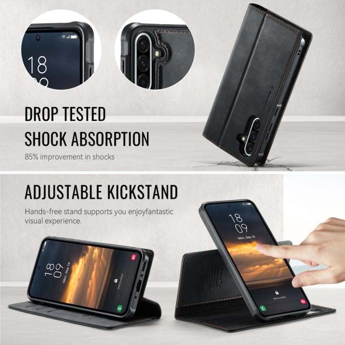 Caseme - CASEME C49 Mobilskal till Samsung Galaxy A56 5G RFID-Skydd Konstläder Svart