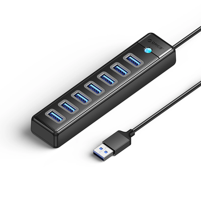 ORICO - Orico Hubb 7xUSB-A 3.0 1xUSB-C 5V/3A 1m - Svart