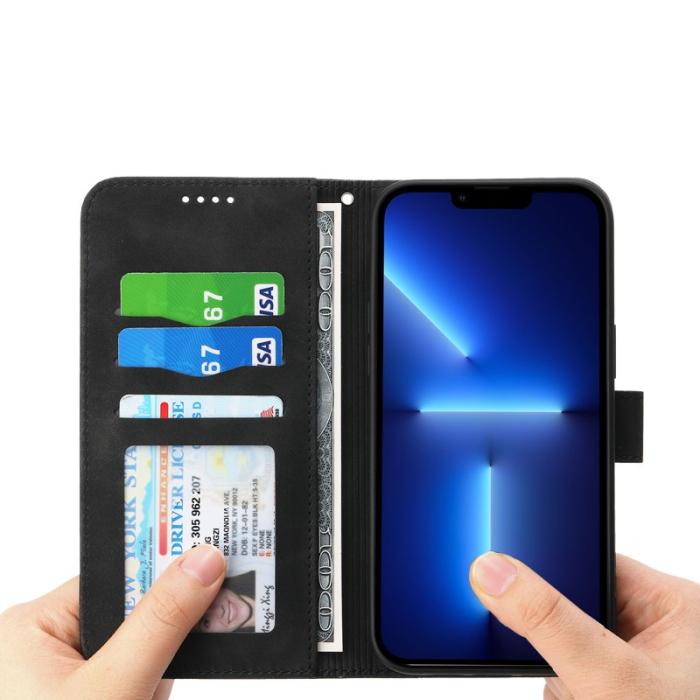 DIERFENG - DIERFENG DF-03 Plånboksfodral för iPhone 13 Pro - Konstläder - Svart