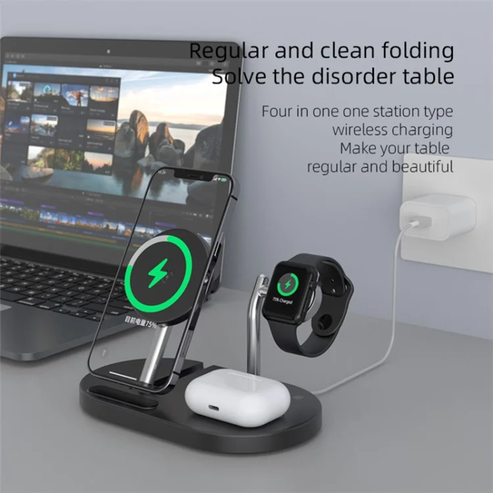 OEM - 4in1 MagSafe Trådlös Laddare iPhone, Apple Watch, Airpods
