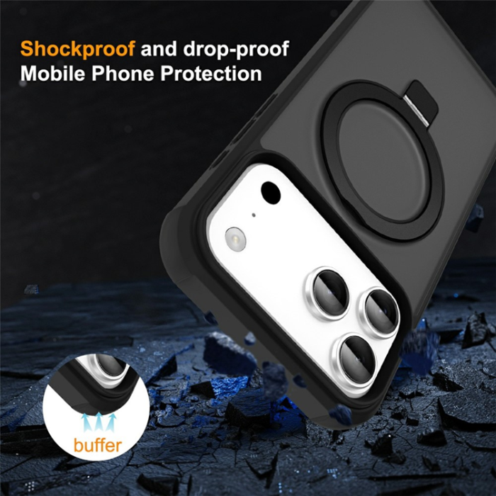 A-One Brand - iPhone 17 Pro Mobilskal MagSafe TPU+PC Kickstand - Svart