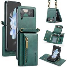 DG.MING - DG.MING Samsung Galaxy Z Flip3 Pl&aring;nboksfodral RFID-Skydd Gr&ouml;n