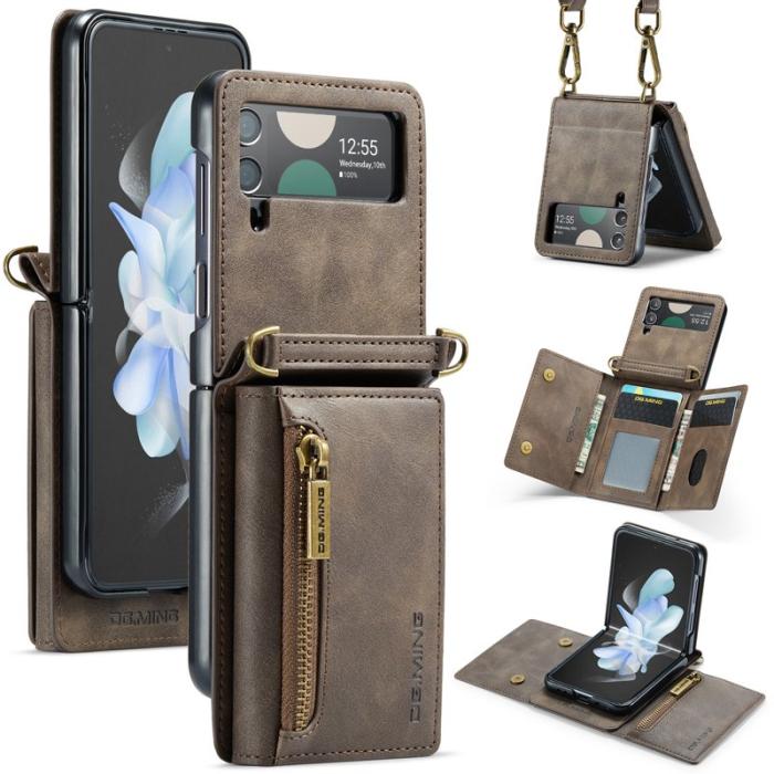 DG.MING - DG.MING Samsung Galaxy Z Flip4 Plånboksfodral RFID-Skydd Brun