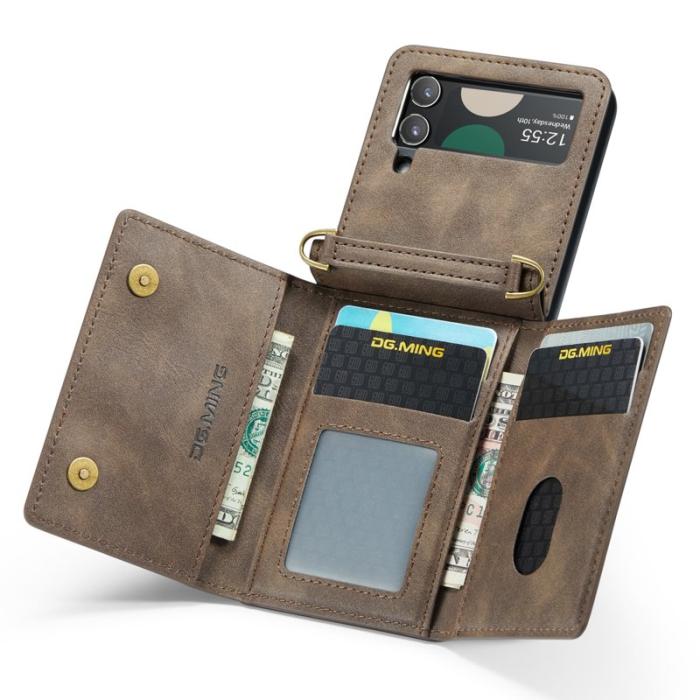 DG.MING - DG.MING Samsung Galaxy Z Flip4 Plånboksfodral RFID-Skydd Brun