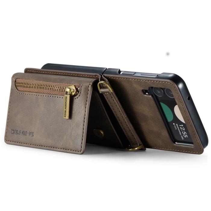 DG.MING - DG.MING Samsung Galaxy Z Flip4 Plånboksfodral RFID-Skydd Brun