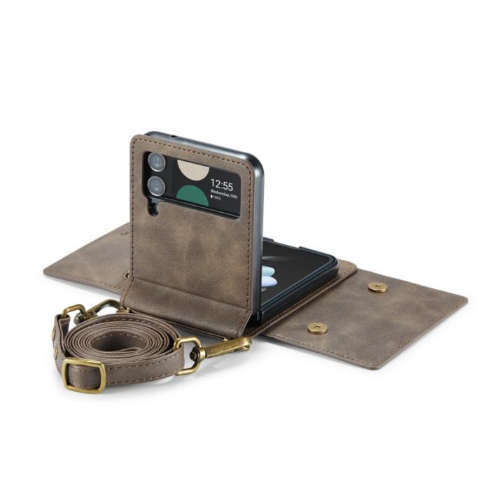 DG.MING - DG.MING Samsung Galaxy Z Flip4 Plånboksfodral RFID-Skydd Brun