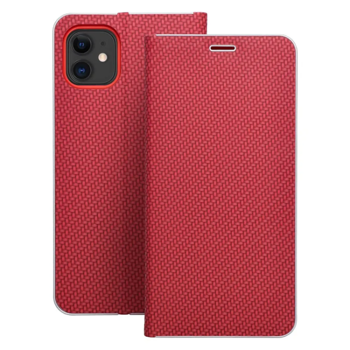 OEM - iPhone 16e Plånboksfodral Luna Carbon - Röd