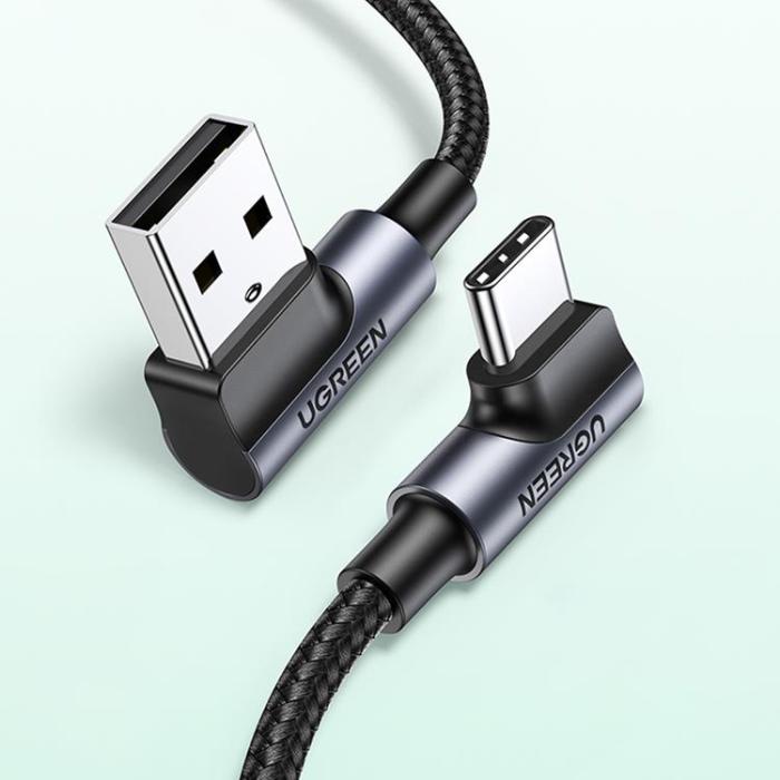 Ugreen - Ugreen 90° Angled USB-C till USB-A kabel 3m - Svart