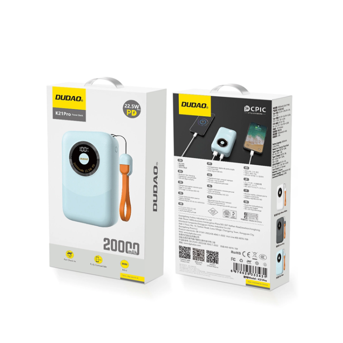 Dudao - Dudao Powerbank 20000 mAh 22.5W K21Pro Mini