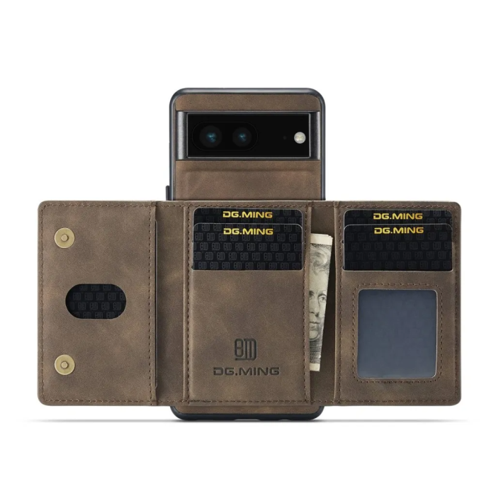 DG.MING - DG.MING Google Pixel 7 Plånboksfodral M2 2IN1 - Mörkbrun