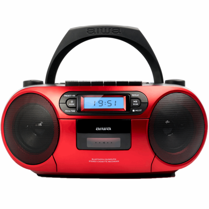 AIWA - AIWA Kassettradio CD/FM-Radio/Kassettband/USB/BT - Röd