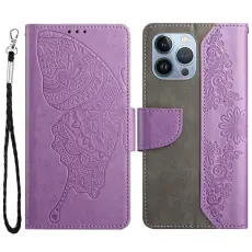 OEM - Fjärilar iPhone 13 Pro Plånboksfodral - Lila