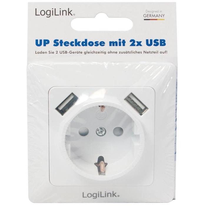 LogiLink - LogiLink Vägguttag 230V med 2xUSB 2,1A