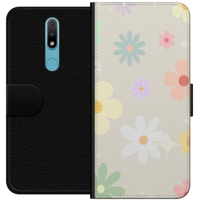 iSecrets - Plånboksfodral till Nokia 2.4 med fejdande blommor