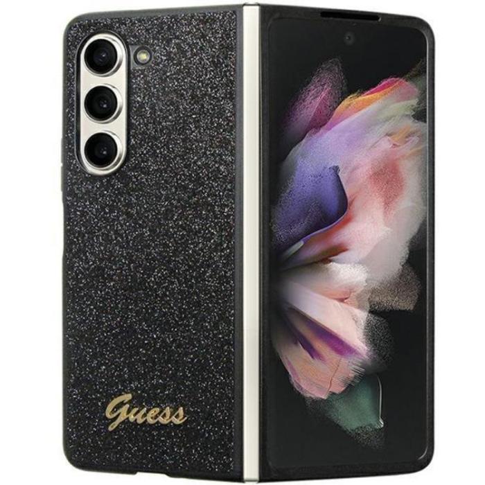 Guess - Guess Galaxy Z Fold 5 Mobilskal Läder Triangle Strass - Svart