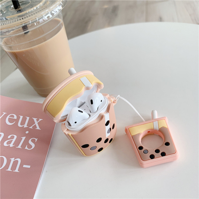 OEM - AirPods 1/2 Skal Boba Milk Tea Silikon - Orange