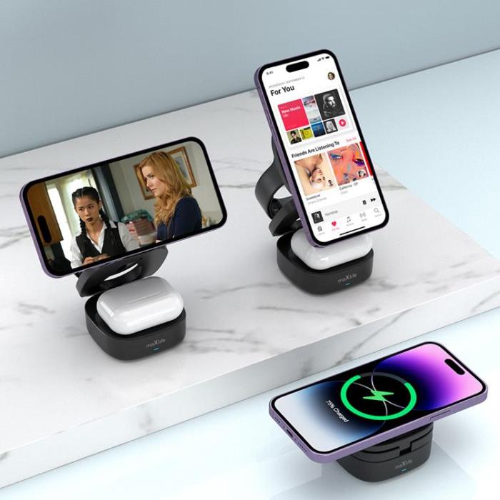 Maxlife - Maxlife 3-in-1 Trådlös Laddare Magnetisk 15W - Svart