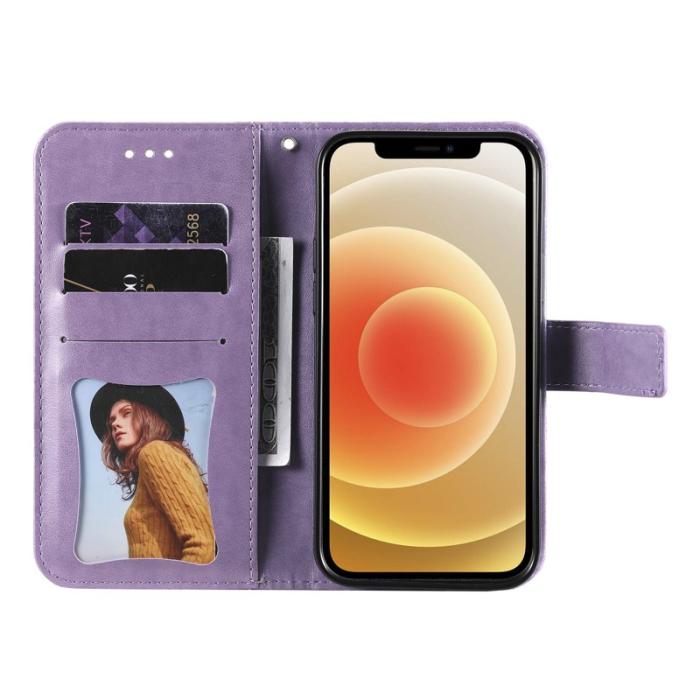 OEM - Samsung Galaxy S26 Plus Plånboksfodral Blommönster Konstläder Ställ - Lila