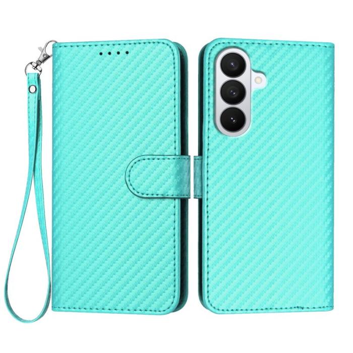 OEM - Samsung Galaxy S26 Pro Plånboksfodral Konstläder Carbonfiber - Ljusblå