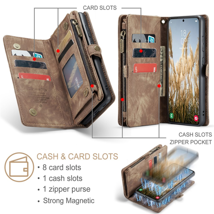 Caseme - CASEME Galaxy S25 Plus Ultra Plånboksfodral Med Rem - Brun