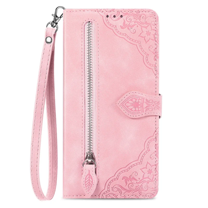 A-One Brand - Xiaomi 15 Ultra Plånboksfodral Flower Imprint Zipper - Rosa