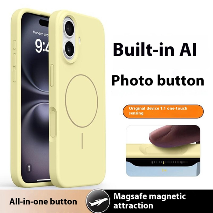 A-One Brand - iPhone 16 Mobilskal MagSafe Liquid Silikon Microfiber Lining - Ljusgul