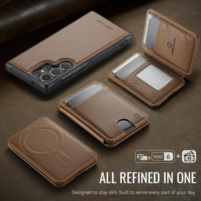 OEM - JEEHOOD Samsung Galaxy S23 Ultra Fodral KonstLäder - Brun