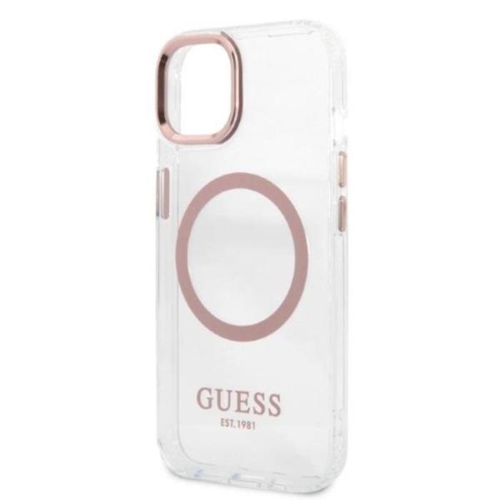 Guess - Guess iPhone 13 Skal Magsafe Metal Outline - Rosa