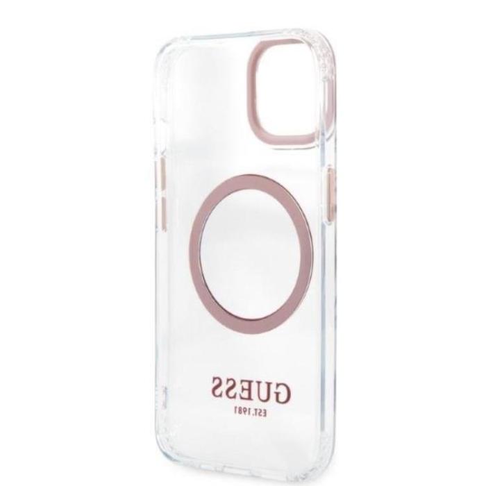 Guess - Guess iPhone 13 Skal Magsafe Metal Outline - Rosa