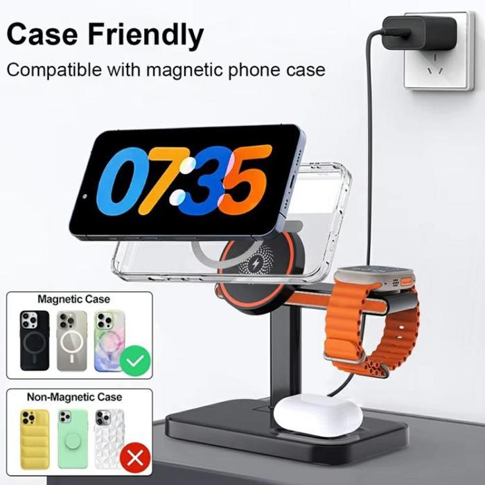 OEM - 3in1 Magnetisk Trådlös Laddare iPhone, Apple Watch, Airpods 15W