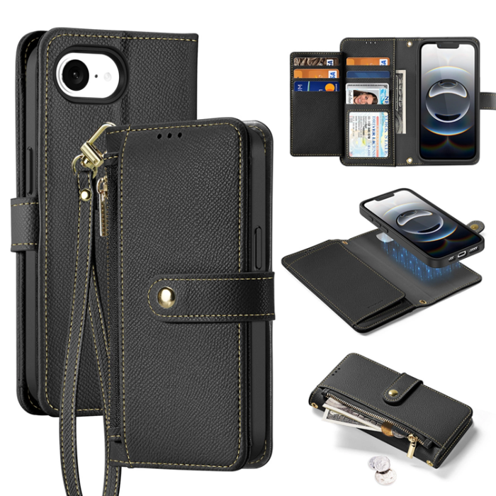 Dux Ducis - Dux Ducis iPhone 16e Plånboksfodral Lawa Läder - Svart