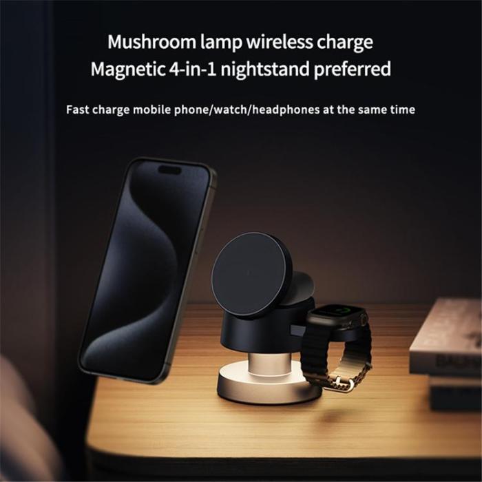 OEM - MagSafe Trådlös Laddare iPhone, Apple Watch, Airpods - X6 - Svart