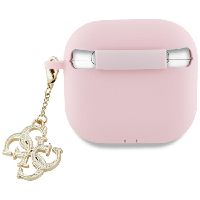Guess - Guess AirPods 4 Skal Silikon 4G Charm - Rosa