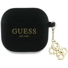 Guess - Guess AirPods 4 Skal Silikon 4G Charm - Svart