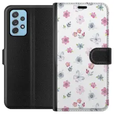Gustaf - Pl&aring;nboksfodral till Samsung Galaxy A52 5G med Blommor och fj&auml;rillar