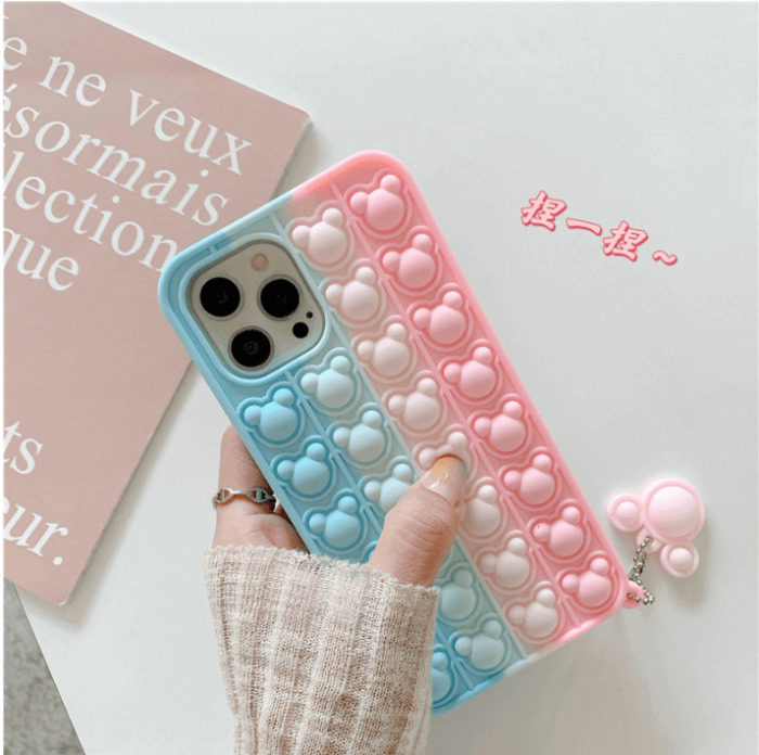 Fidget Toys - Panda Pop it Fidget Multicolor Skal till iPhone 13 Pro - Rosa