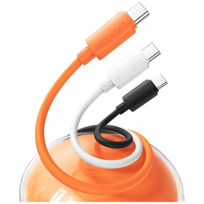 USAMS - USAMS USB-A till USB-C Kabel 3A 1m Silikon U98 - Vit