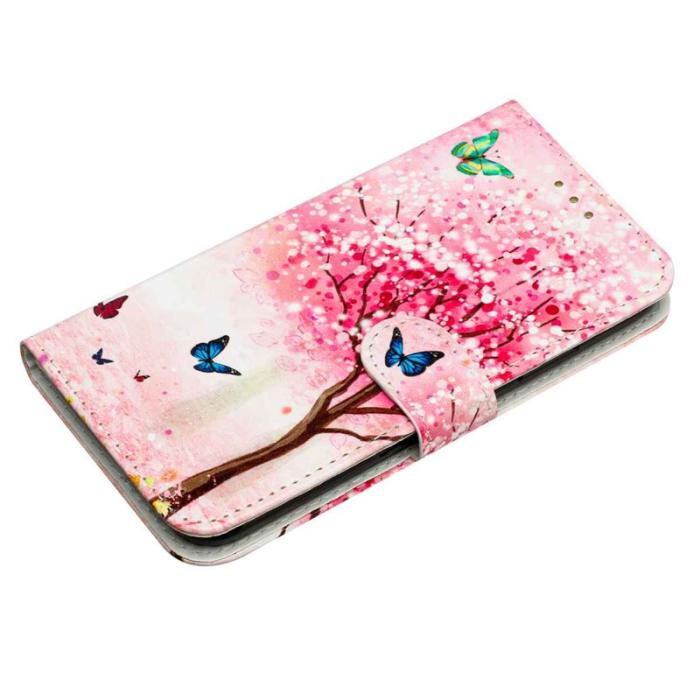 OEM - Samsung Galaxy A37 Plånboksfodral Konstläder Tryckt Mönster - Cherry Tree