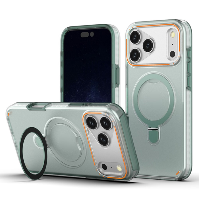 A-One Brand - iPhone 17 Pro Max Mobiskal MagSafe Med Kickstand TPU + PC - Clear