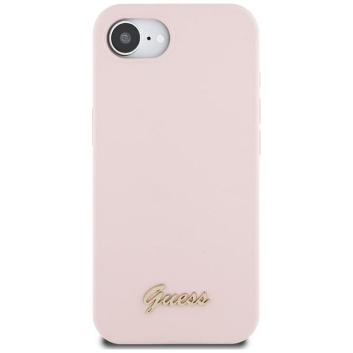 Guess - Guess iPhone 16e Mobilskal MagSafe Silikon Script Metal Logo