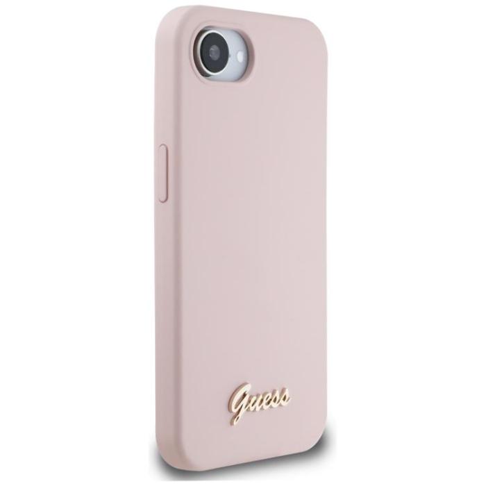 Guess - Guess iPhone 16e Mobilskal MagSafe Silikon Script Metal Logo